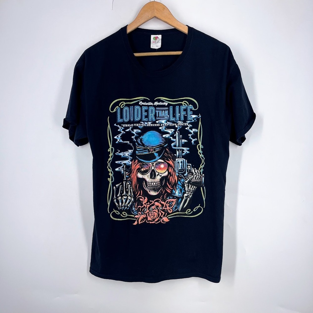 Fruit of the Loom Louder Than Life 2019 Festival T-Shirt Mens Large Black Rock L